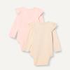 image:imageAmazon Essentials Baby Girls LongSleeved Ruffle BodysuitsOatmeal HeatherPale Pink