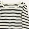 image:imageAmazon Essentials Girls and Toddlers LongSleeve Cropped Rib TopEggshell White Black French Stripes
