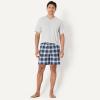 image:imageAmazon Essentials Mens Short Sleeve V Neck T Shirt and Relaxed Fit Cotton Stretch Poplin Shorts Lounge Sleepwear Pajama SetCountry PlaidLight Grey Heather