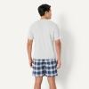 image:imageAmazon Essentials Mens Short Sleeve V Neck T Shirt and Relaxed Fit Cotton Stretch Poplin Shorts Lounge Sleepwear Pajama SetCountry PlaidLight Grey Heather
