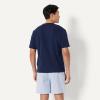 image:imageAmazon Essentials Mens Short Sleeve V Neck T Shirt and Relaxed Fit Cotton Stretch Poplin Shorts Lounge Sleepwear Pajama SetNavyThin Stripe
