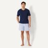 image:imageAmazon Essentials Mens Short Sleeve V Neck T Shirt and Relaxed Fit Cotton Stretch Poplin Shorts Lounge Sleepwear Pajama SetNavyThin Stripe