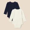 image:imageAmazon Essentials Unisex Babies LongSleeve Cotton Henley Bodysuits Pack of 2Oatmeal HeatherNavy