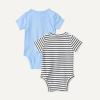 image:imageAmazon Essentials Unisex Babies Short Sleeve Henley Bodysuit Pack of 2Cornflower BlueFrench Stripe