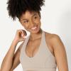 image:imageAmazon Essentials Womens Active FormFlex Buttery Soft Light Support Halter VNeck Sports BraTaupe