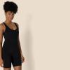 image:imageAmazon Essentials Womens Active Formflex Buttery Soft One Piece Shorts Romper Jumpsuit with BuiltIn BraBlack