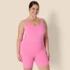 image:imageAmazon Essentials Womens Active Formflex Buttery Soft One Piece Shorts Romper Jumpsuit with BuiltIn BraPink