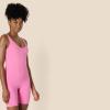 image:imageAmazon Essentials Womens Active Formflex Buttery Soft One Piece Shorts Romper Jumpsuit with BuiltIn BraPink