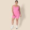 image:imageAmazon Essentials Womens Active Formflex Buttery Soft One Piece Shorts Romper Jumpsuit with BuiltIn BraPink