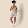 image:imageAmazon Essentials Womens Active Formflex Buttery Soft One Piece Shorts Romper Jumpsuit with BuiltIn BraTaupe