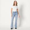 image:imageAmazon Essentials Womens High Stretch Flattering HighRise Flare JeansIced Blue Light Wash