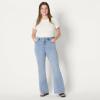 image:imageAmazon Essentials Womens High Stretch Flattering HighRise Flare JeansIced Blue Light Wash