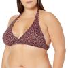 image:imageAmazon Essentials Womens LightSupport Padded Tie Halter Bikini Swimsuit Top Available in Plus SizeBrick Red Leopard