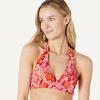 image:imageAmazon Essentials Womens LightSupport Padded Tie Halter Bikini Swimsuit Top Available in Plus SizeBright Red Multi Folk Floral