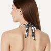 image:imageAmazon Essentials Womens LightSupport Padded Tie Halter Bikini Swimsuit Top Available in Plus SizeCream Black Floral