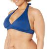 image:imageAmazon Essentials Womens LightSupport Padded Tie Halter Bikini Swimsuit Top Available in Plus SizeDeep Blue