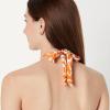 image:imageAmazon Essentials Womens LightSupport Padded Tie Halter Bikini Swimsuit Top Available in Plus SizeRust Orange Abstract Palms