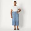 image:imageAmazon Essentials Womens RegularFit HighRise Long Jean SkirtAuthentic Medium Wash