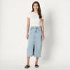 image:imageAmazon Essentials Womens RegularFit HighRise Long Jean SkirtIced Light Wash