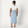 image:imageAmazon Essentials Womens RegularFit HighRise Long Jean SkirtIced Light Wash