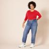image:imageAmazon Essentials Womens RegularFit LongSleeve Crewneck TShirt Available in Plus SizeCherry Red