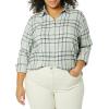 image:imageAmazon Essentials Womens RegularFit LongSleeve Lightweight Plaid Flannel ShirtBlack Grey Plaid