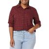 image:imageAmazon Essentials Womens RegularFit LongSleeve Lightweight Plaid Flannel ShirtBlack Red Preppy Check