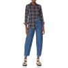 image:imageAmazon Essentials Womens RegularFit LongSleeve Lightweight Plaid Flannel ShirtBlack Tartan