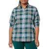 image:imageAmazon Essentials Womens RegularFit LongSleeve Lightweight Plaid Flannel ShirtDark Green Kilt Plaid