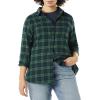 image:imageAmazon Essentials Womens RegularFit LongSleeve Lightweight Plaid Flannel ShirtDark Green Navy Medium Plaid