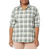 image:imageAmazon Essentials Womens RegularFit LongSleeve Lightweight Plaid Flannel ShirtIvory Green Alpine Plaid
