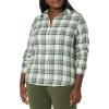 image:imageAmazon Essentials Womens RegularFit LongSleeve Lightweight Plaid Flannel ShirtIvory Green Alpine Plaid
