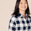 image:imageAmazon Essentials Womens RegularFit LongSleeve Lightweight Plaid Flannel ShirtNavy Buffalo Plaid