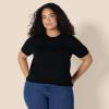 image:imageAmazon Essentials Womens RegularFit Short Sleeve Crewneck Pullover Sweater TopBlack