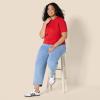 image:imageAmazon Essentials Womens RegularFit Short Sleeve Crewneck Pullover Sweater TopBright Poppy Red