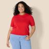 image:imageAmazon Essentials Womens RegularFit Short Sleeve Crewneck Pullover Sweater TopBright Poppy Red