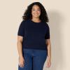 image:imageAmazon Essentials Womens RegularFit Short Sleeve Crewneck Pullover Sweater TopNavy