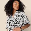 image:imageAmazon Essentials Womens RelaxedFit Fluid Twill ButtonDown ShirtBlack Ivory Folk Floral