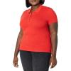 image:imageAmazon Essentials Womens ShortSleeve Polo Shirt Soft Stretch Cotton Jersey Available in Plus SizeBright Poppy Red