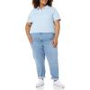 image:imageAmazon Essentials Womens ShortSleeve Polo Shirt Soft Stretch Cotton Jersey Available in Plus SizeLight Blue