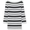 image:imageAmazon Essentials Womens SlimFit 34 Sleeve Boat Neck Cotton Modal Micro Rib TShirtBlack White Placed Stripe