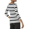 image:imageAmazon Essentials Womens SlimFit 34 Sleeve Boat Neck Cotton Modal Micro Rib TShirtBlack White Placed Stripe