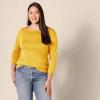image:imageAmazon Essentials Womens SlimFit 34 Sleeve Boat Neck Cotton Modal Micro Rib TShirtDark Golden Yellow