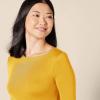 image:imageAmazon Essentials Womens SlimFit 34 Sleeve Boat Neck Cotton Modal Micro Rib TShirtDark Golden Yellow