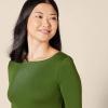 image:imageAmazon Essentials Womens SlimFit 34 Sleeve Boat Neck Cotton Modal Micro Rib TShirtGreen