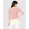 image:imageAmazon Essentials Womens SlimFit 34 Sleeve Boat Neck Cotton Modal Micro Rib TShirtIvory Red Stripe