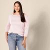 image:imageAmazon Essentials Womens SlimFit 34 Sleeve Boat Neck Cotton Modal Micro Rib TShirtLight Pink
