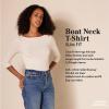 image:imageAmazon Essentials Womens SlimFit 34 Sleeve Boat Neck Cotton Modal Micro Rib TShirtWhite Stripe