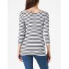 image:imageAmazon Essentials Womens SlimFit 34 Sleeve Boat Neck Cotton Modal Micro Rib TShirtWhite Stripe