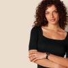 image:imageAmazon Essentials Womens SlimFit Half Sleeve Square Neck Summer TShirtBlack